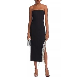 Cinq à Sept 6 Dress Sammy Rhinestone Fringe Black Strapless Formal Prom NEW $700